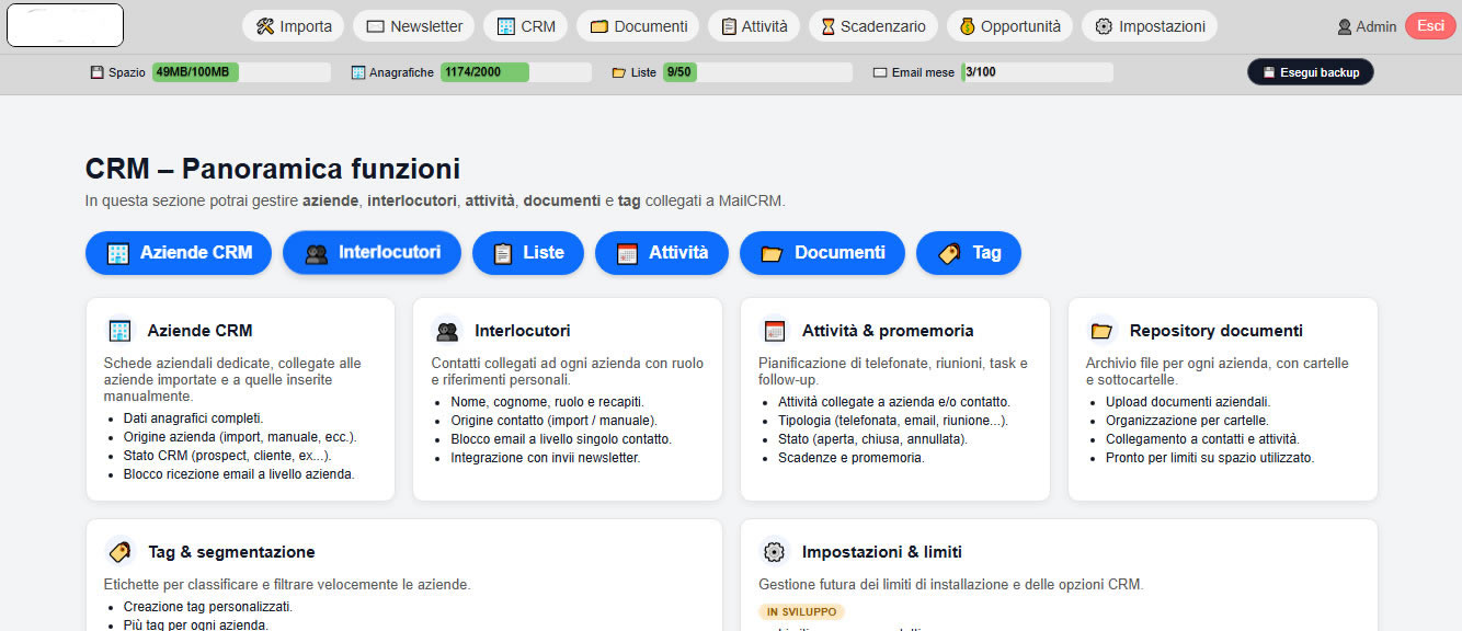 Funzioni principali CRM